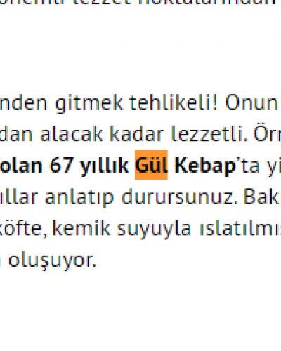 Gül kebap Mehmet Yaşin yazısı